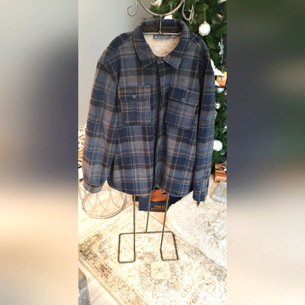 Free Country Blue Plaid Shirt Jacket